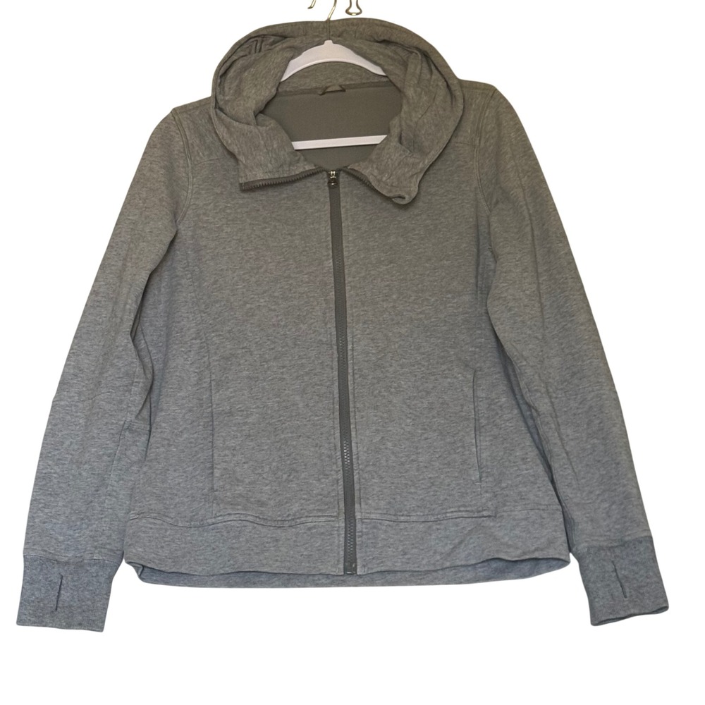 Lululemon Full Zip Funnel Neck Jacket Heathered Gray Size 8 Thumbholes